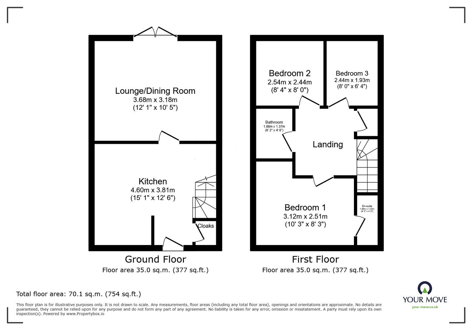 Floorplan of 3 bedroom Detached House for sale, Cascade Close, Burton-on-Trent, Staffordshire, DE14