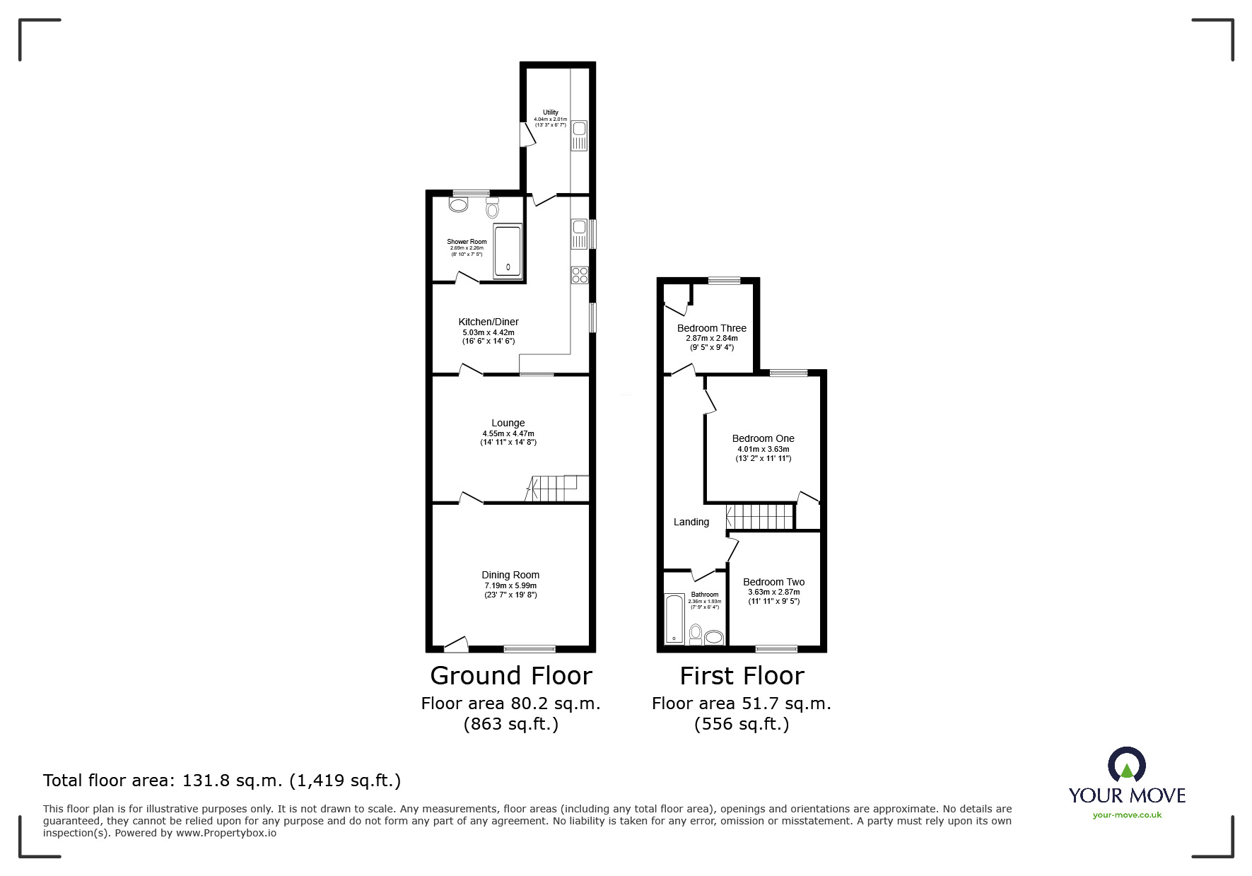 Floorplan of 3 bedroom Mid Terrace House for sale, Central Road, Hugglescote, Leicestershire, LE67
