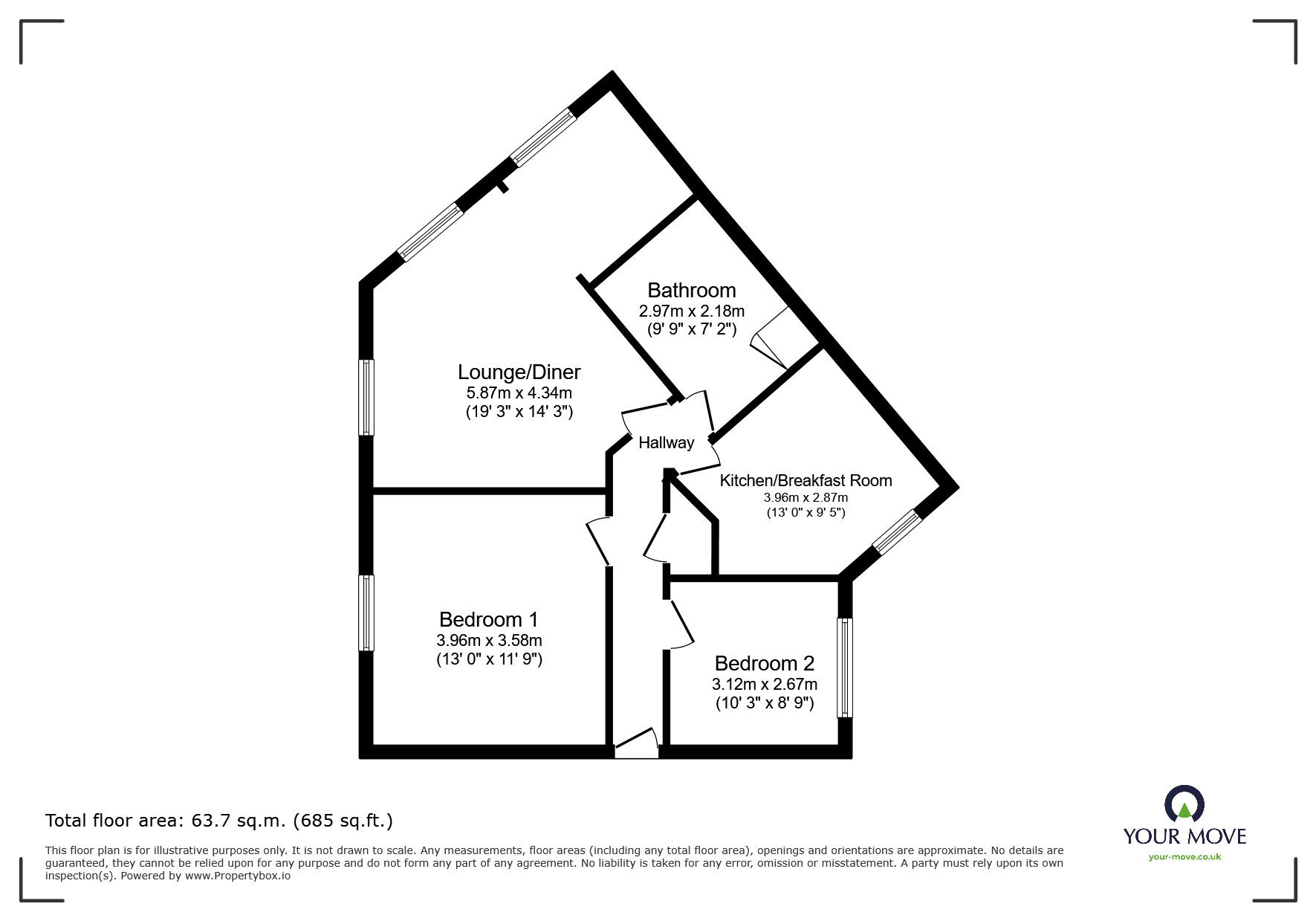 Floorplan of 2 bedroom Flat for sale, Black Eagle Court, Burton-on-Trent, Staffordshire, DE14