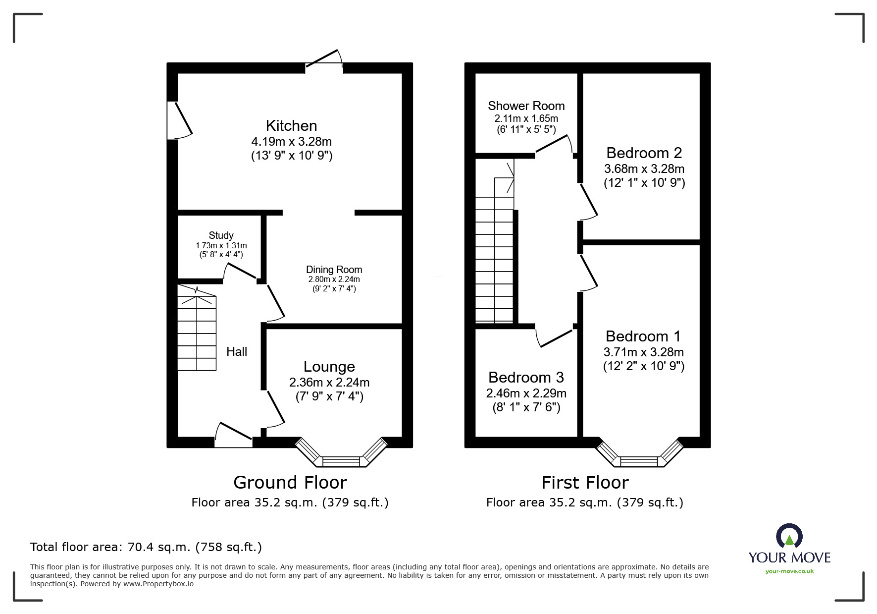 Floorplan of 3 bedroom Semi Detached House for sale, Lichfield Road, Branston, Staffordshire, DE14