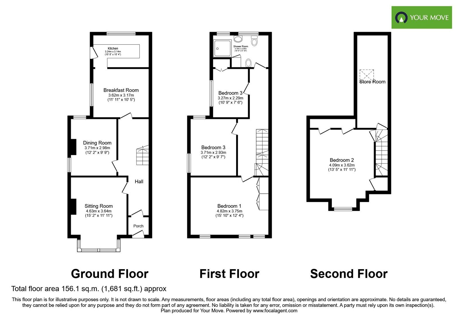 Floorplan of 4 bedroom Semi Detached House for sale, Scalpcliffe Road, Burton-on-Trent, Staffordshire, DE15