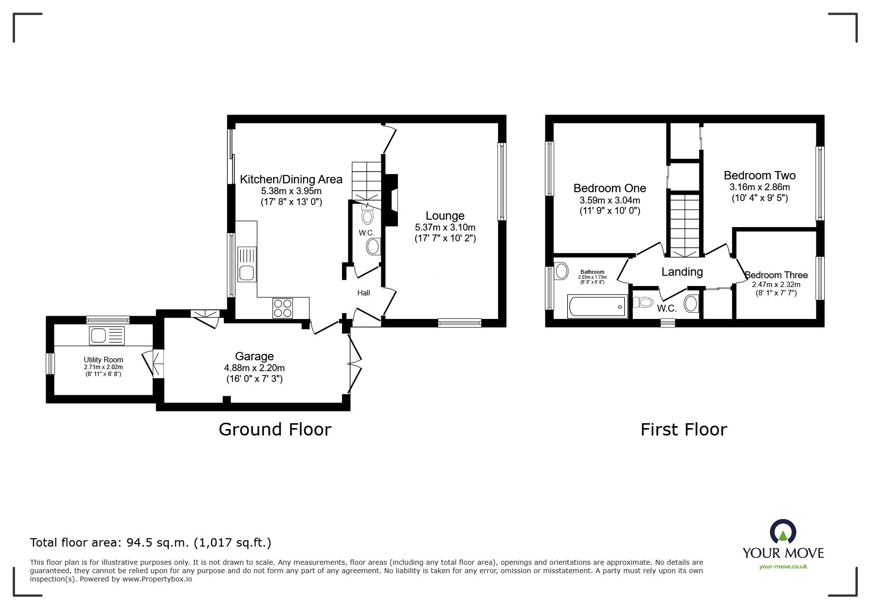 Floorplan of 3 bedroom Semi Detached House to rent, Arden Close, Rugeley, Staffordshire, WS15