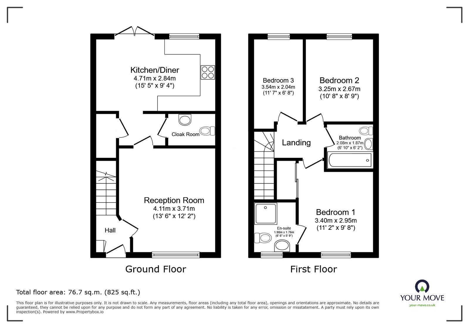 Floorplan of 3 bedroom Semi Detached House for sale, Rockingham Way, Stanton, Derbyshire, DE15