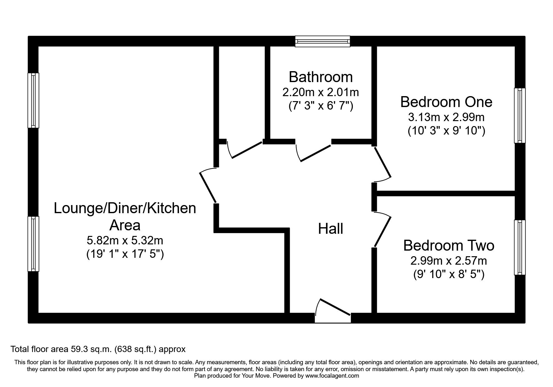 Floorplan of 2 bedroom Flat to rent, Badgerdale Way, Littleover, Derbyshire, DE23
