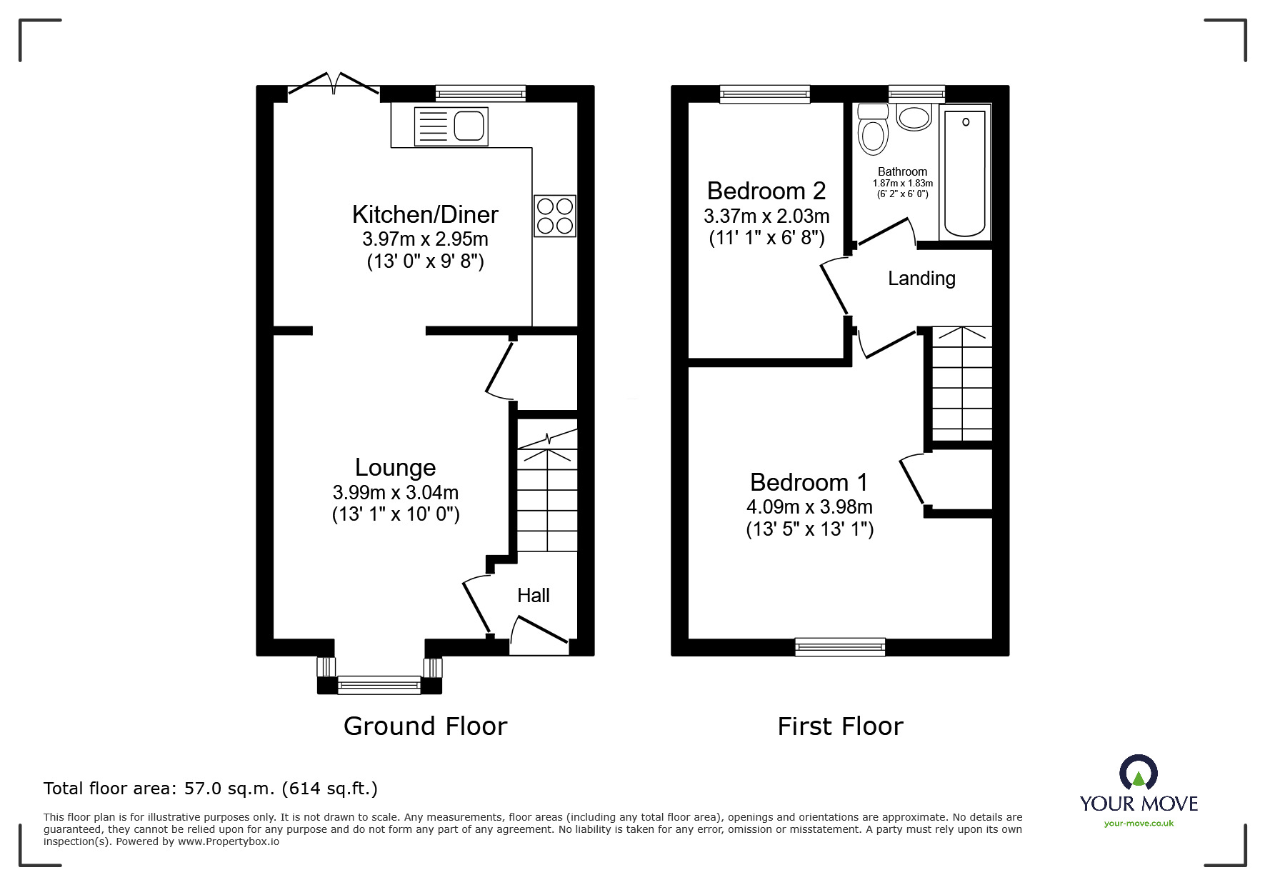 Floorplan of 2 bedroom Mid Terrace House to rent, Bridgeness Road, Littleover, Derbyshire, DE23