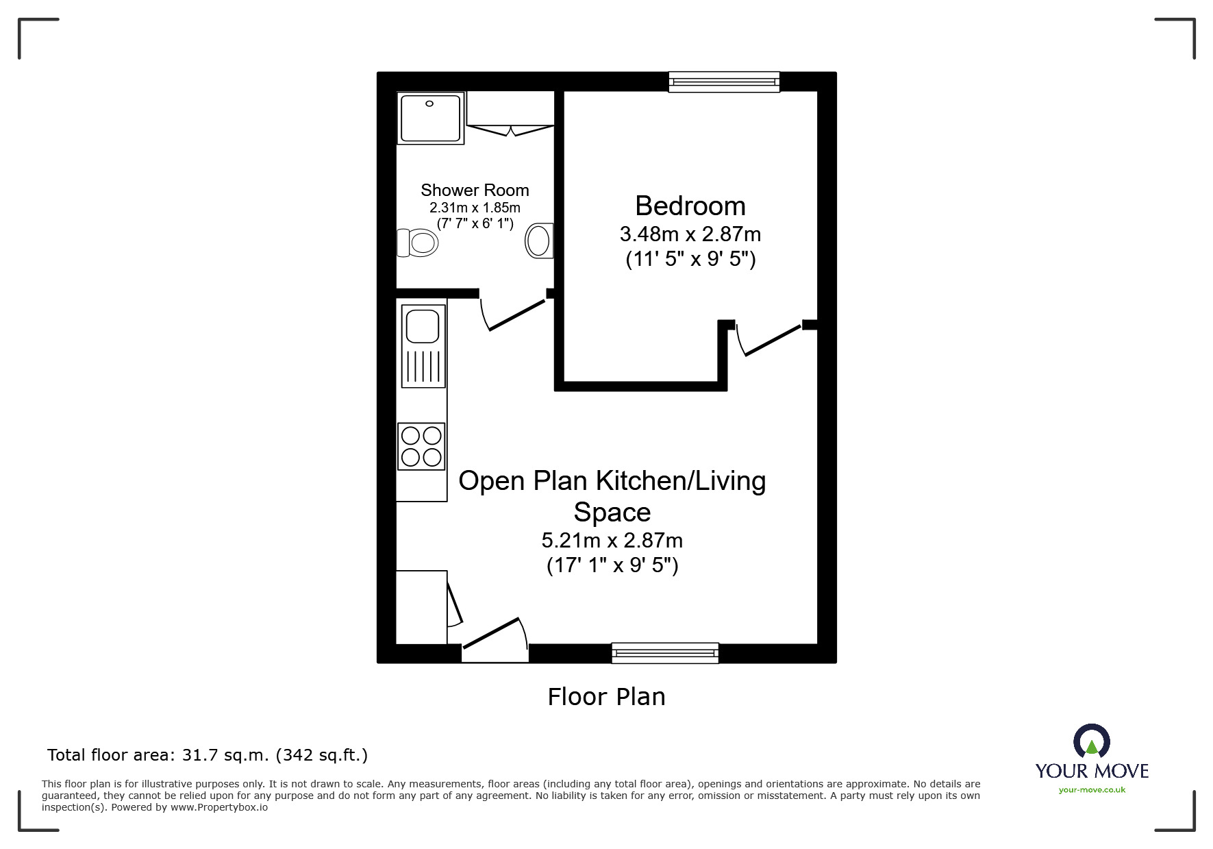 Floorplan of 1 bedroom Flat to rent, Heathlands Grange, Burton-on-Trent, Staffordshire, DE15