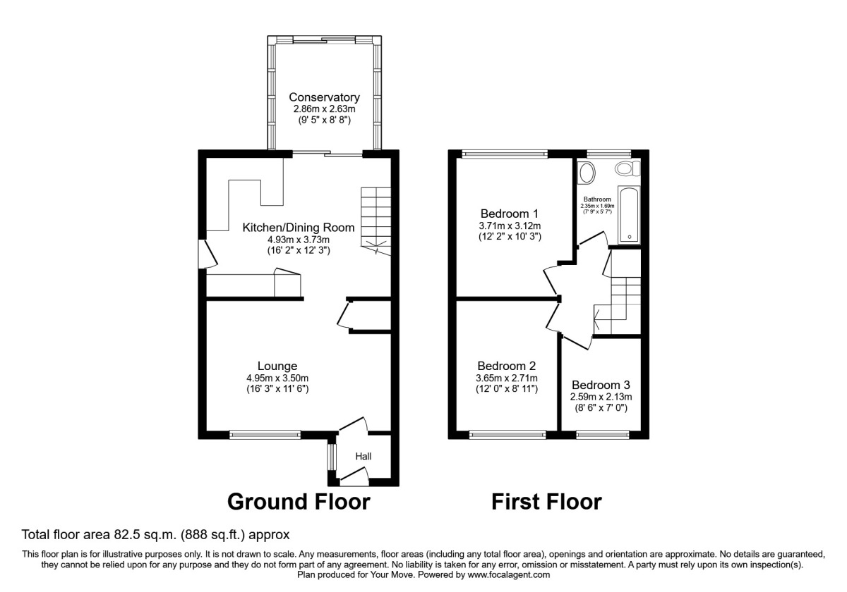 Floorplan of 3 bedroom Semi Detached House to rent, Ridgeway Road, Burton-On-Trent, Staffordshire, DE15