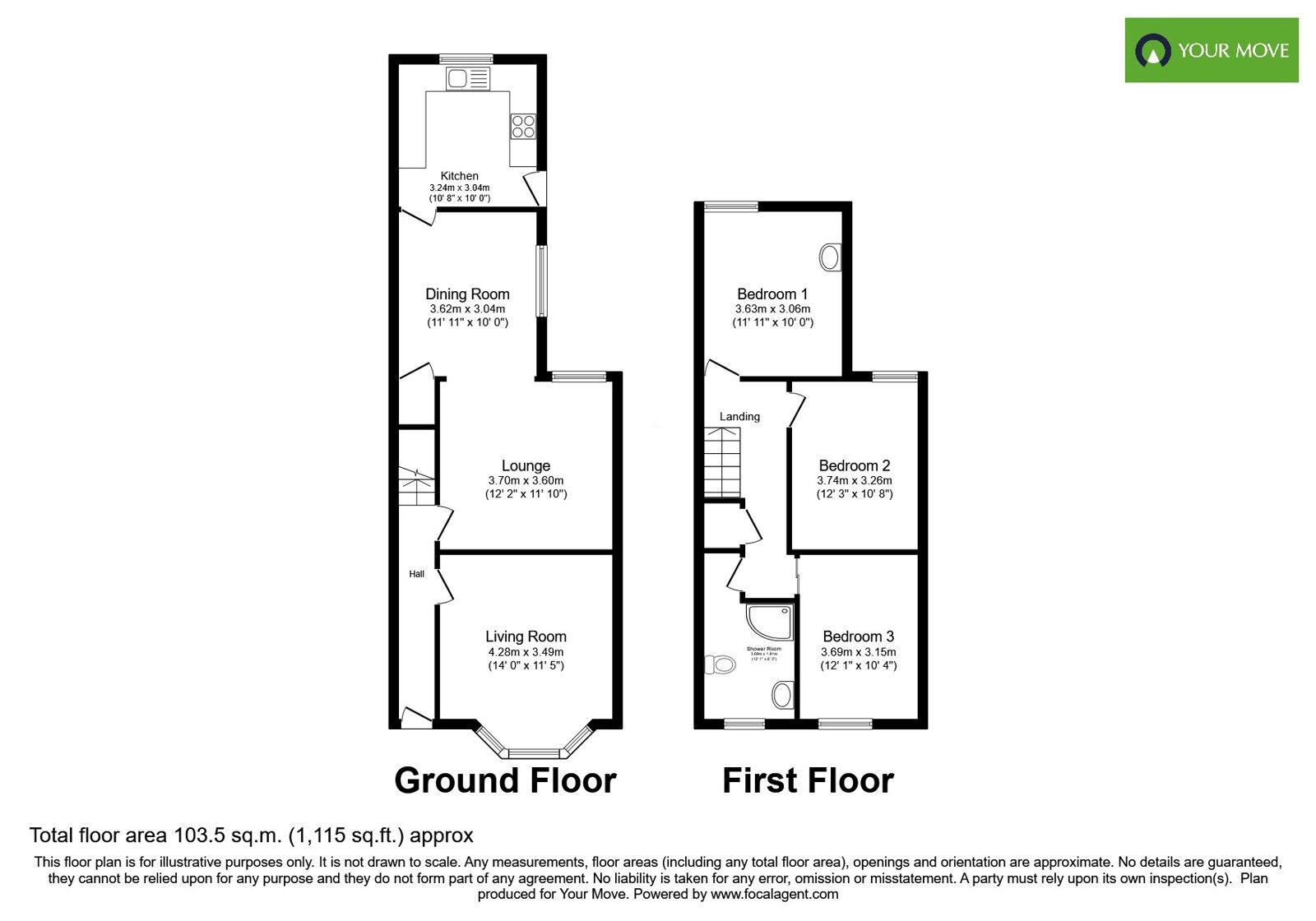 Floorplan of 3 bedroom Mid Terrace House for sale, Blackpool Street, Burton-on-Trent, Staffordshire, DE14