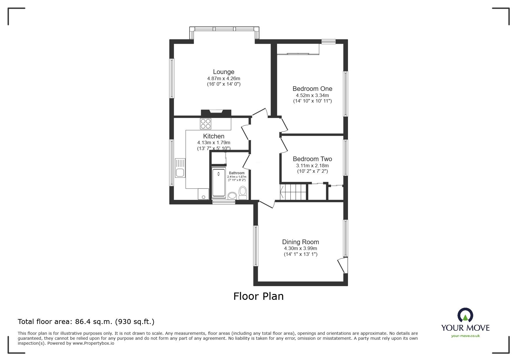 Floorplan of 2 bedroom Flat to rent, Alexandra Road, Burton-on-Trent, Staffordshire, DE15