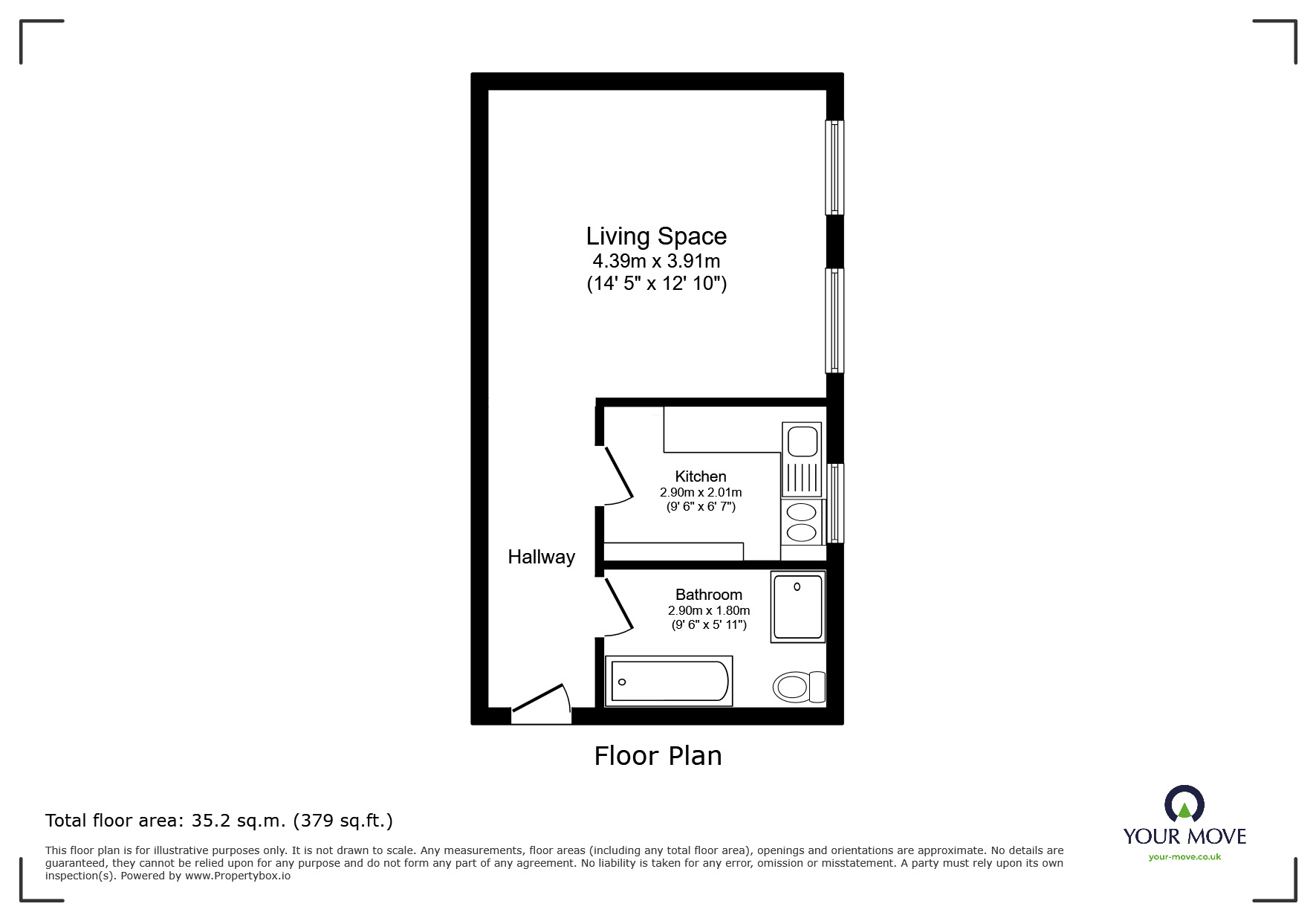Floorplan of 1 bedroom Flat to rent, Horninglow Street, Burton-on-Trent, Staffordshire, DE14