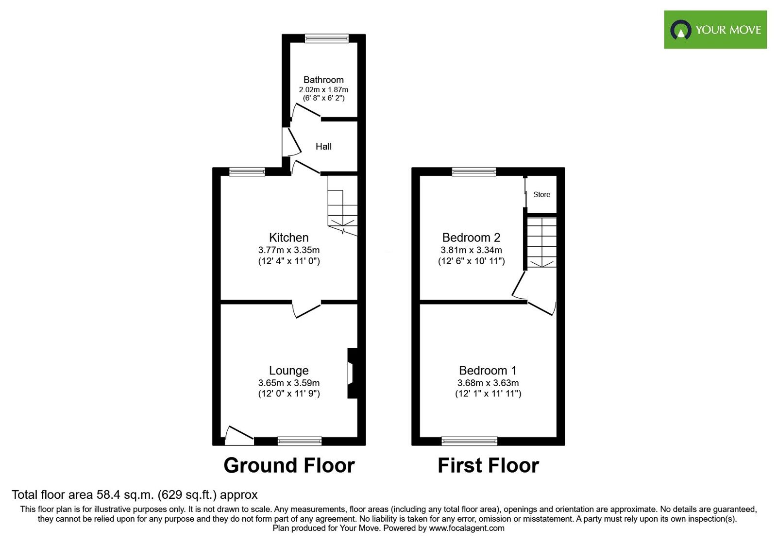 Floorplan of 2 bedroom Mid Terrace House for sale, Balfour Street, Burton-On-Trent, Staffordshire, DE13