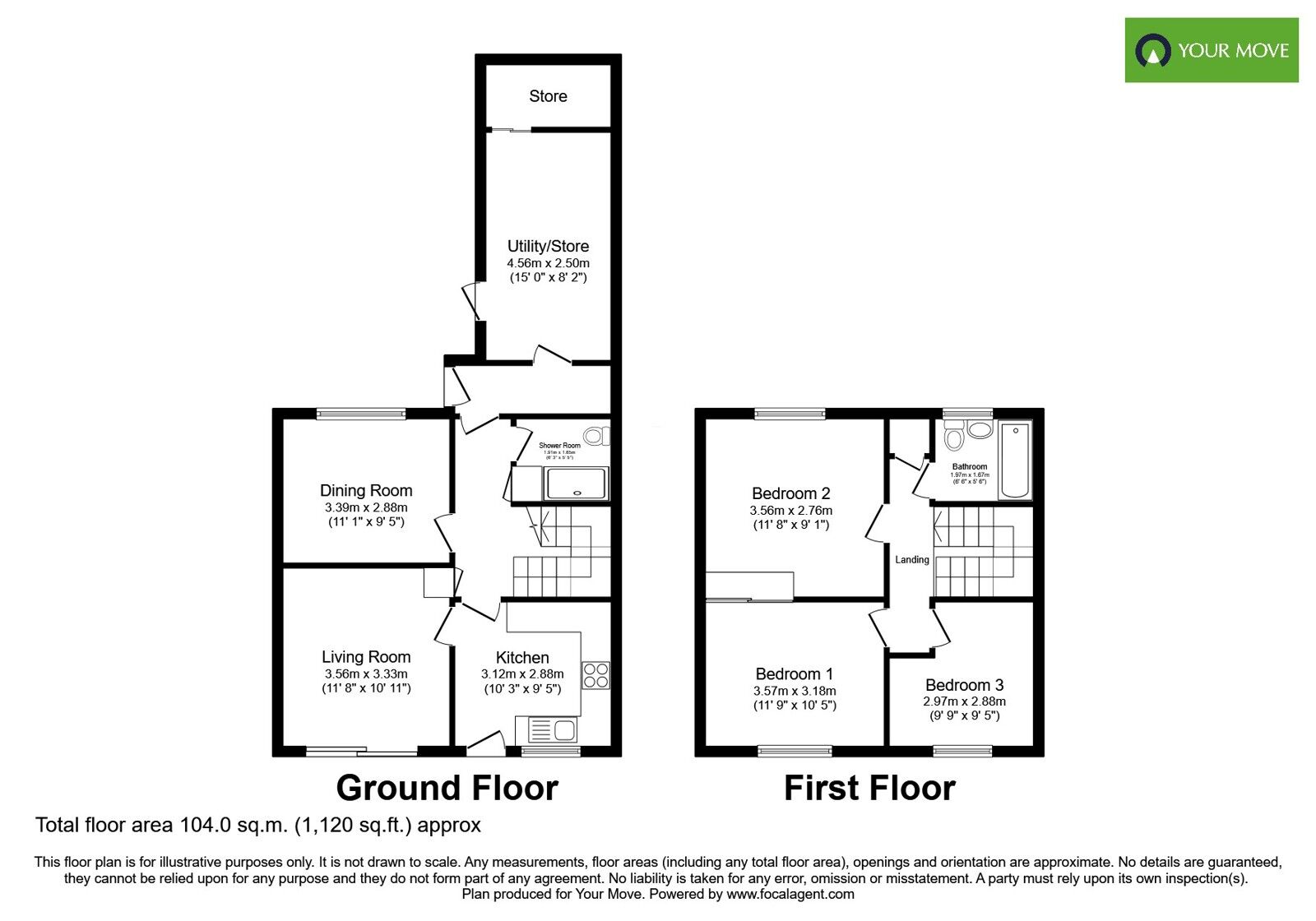 Floorplan of 3 bedroom End Terrace House for sale, St Chads Close, Burton Upon Trent, Staffordshire, DE13