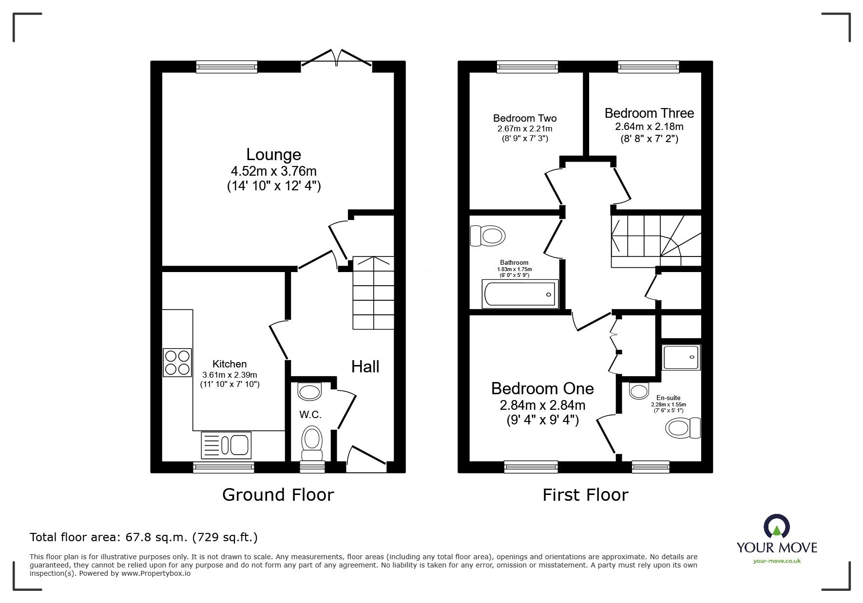 Floorplan of 3 bedroom Mid Terrace House to rent, Cherry Tree Gardens, Burton-on-Trent, Staffordshire, DE15