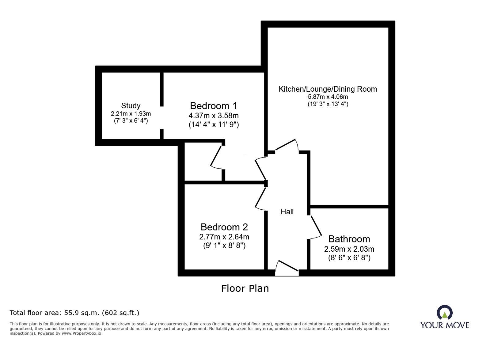 Floorplan of 2 bedroom Flat for sale, Evershed Way, Burton-on-Trent, Staffordshire, DE14