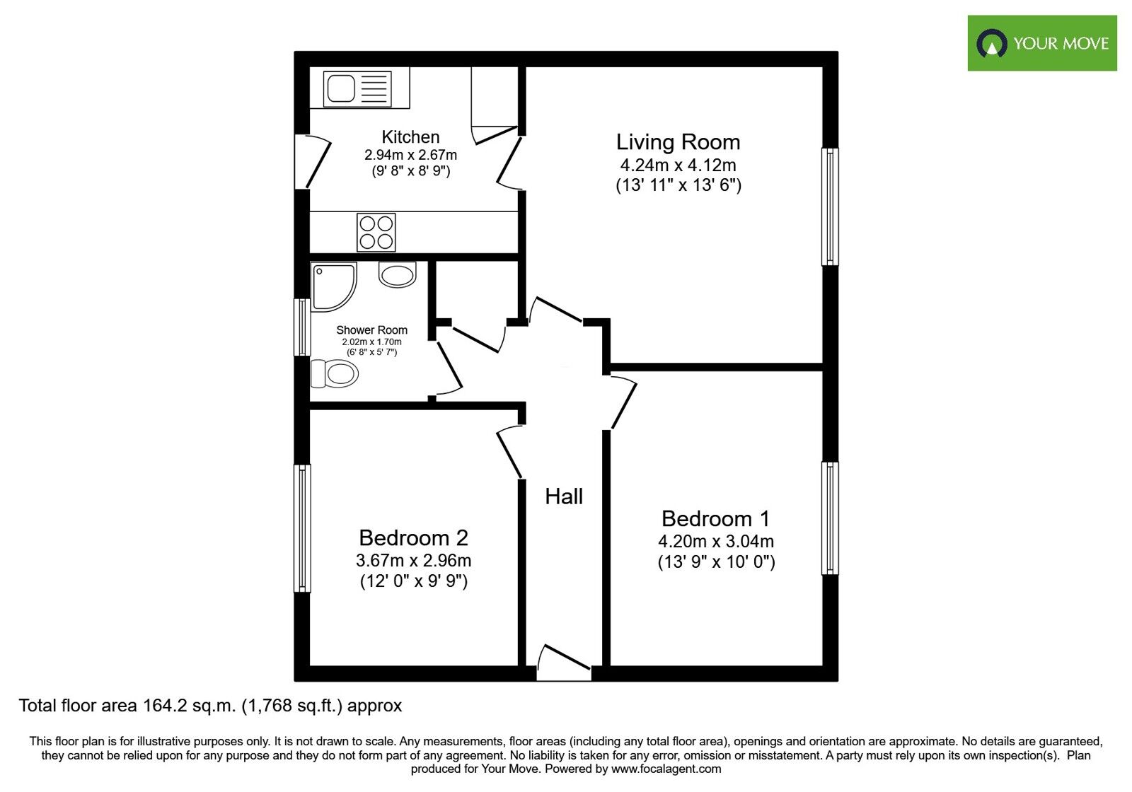 Floorplan of 2 bedroom Flat for sale, Meredith Close, Burton-on-Trent, Staffordshire, DE14
