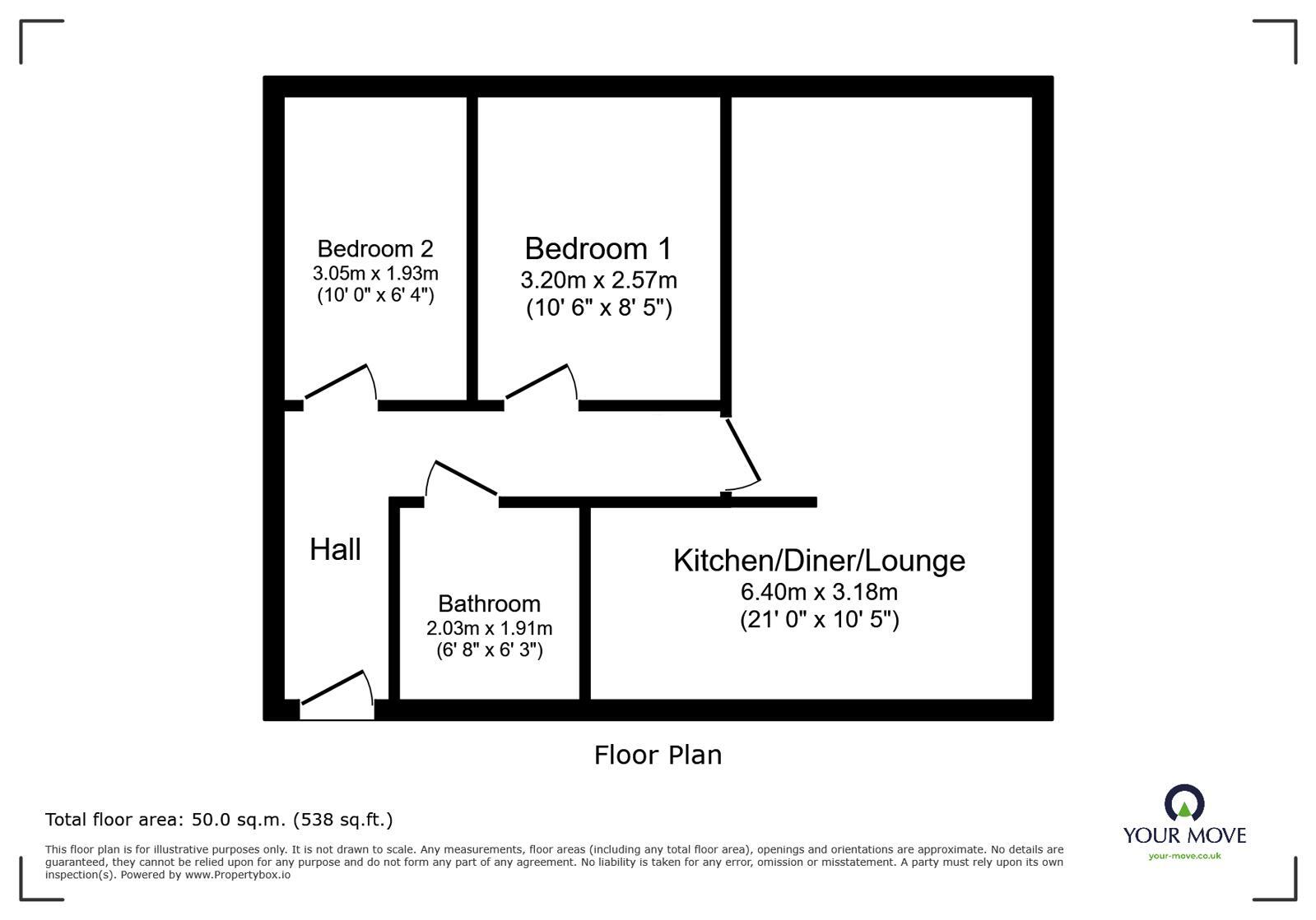 Floorplan of 2 bedroom Flat for sale, Grants Yard, Burton-on-Trent, Staffordshire, DE14