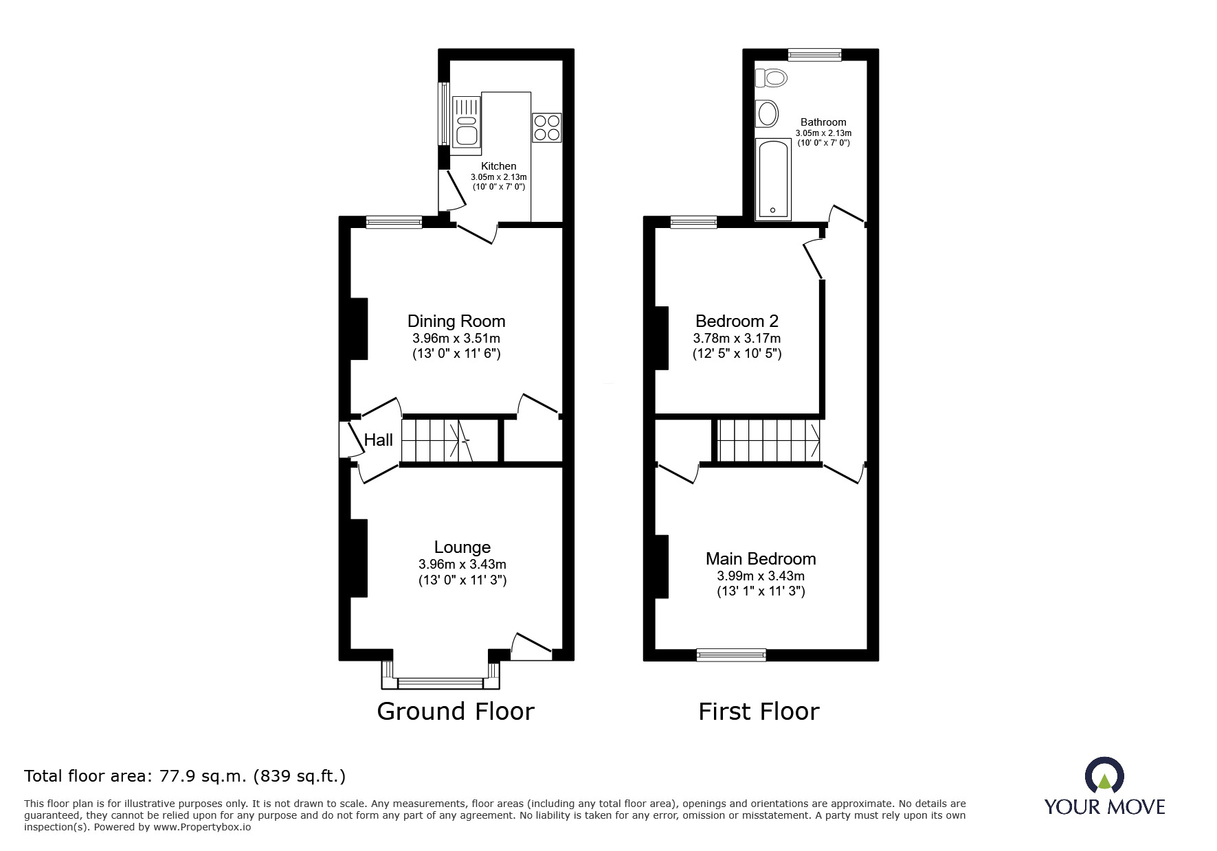 Floorplan of 2 bedroom Mid Terrace House to rent, South Oak Street, Burton-on-Trent, Staffordshire, DE14