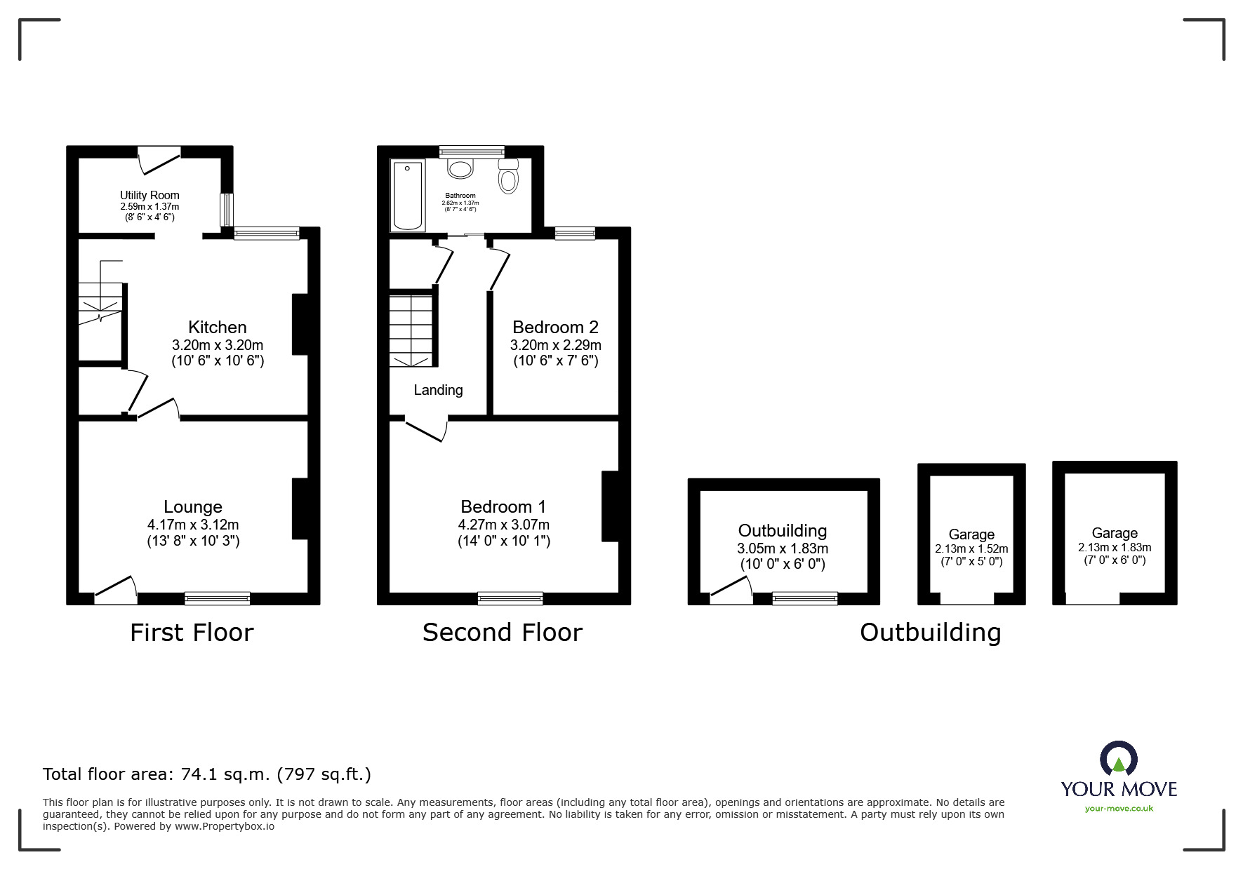 Floorplan of 2 bedroom Mid Terrace House to rent, Thorn Street, Woodville, Derbyshire, DE11