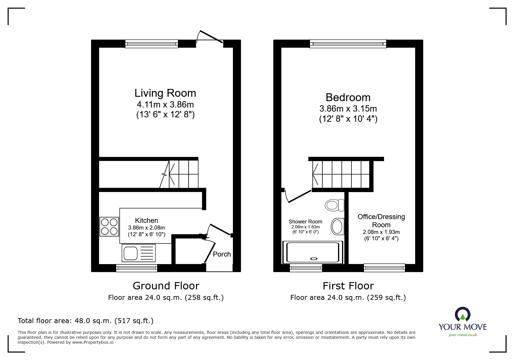 Floorplan of 1 bedroom End Terrace House to rent, Queens Rise, Tutbury, Staffordshire, DE13