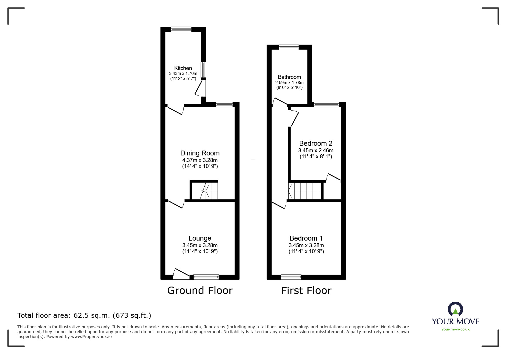 Floorplan of 2 bedroom Mid Terrace House to rent, Brighton Road, Alvaston, Derbyshire, DE24