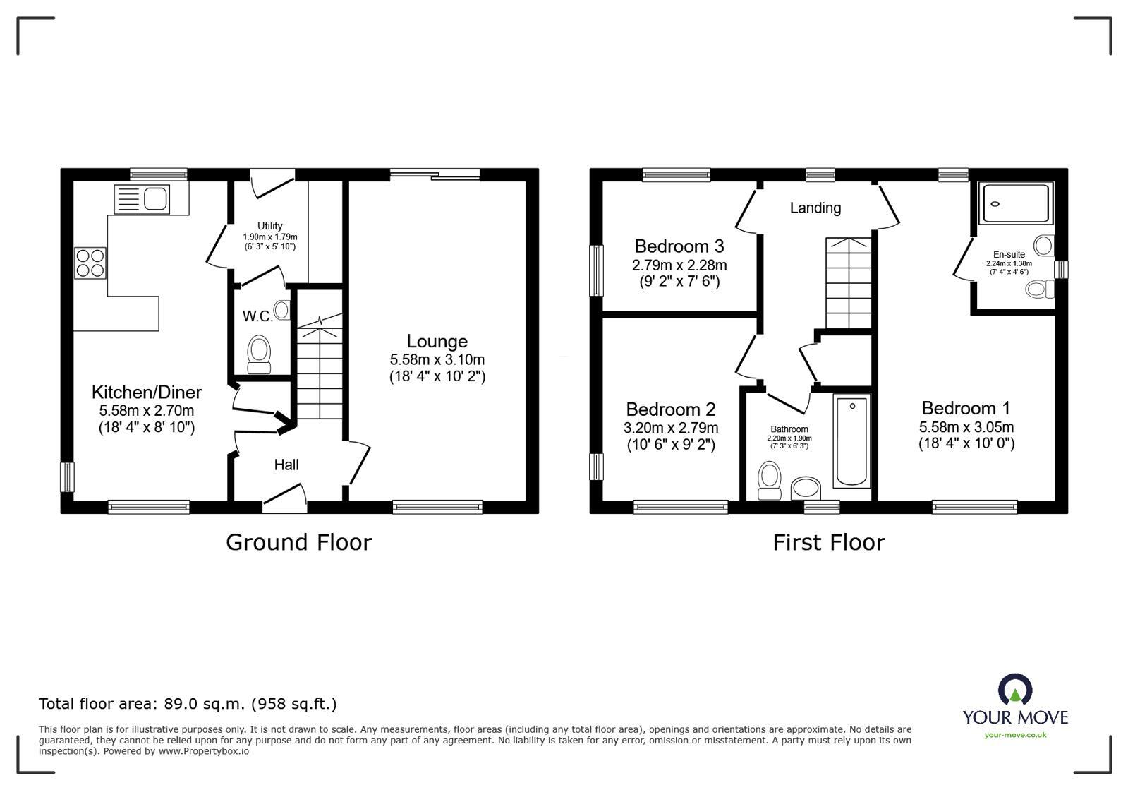 Floorplan of 3 bedroom Detached House for sale, Beacon Close, Anslow, Staffordshire, DE13