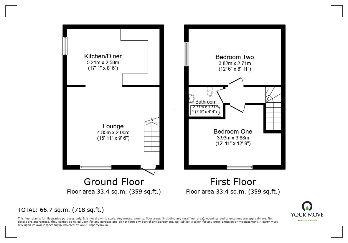 Floorplan of 2 bedroom House to rent, High Street, Newhall, Derbyshire, DE11