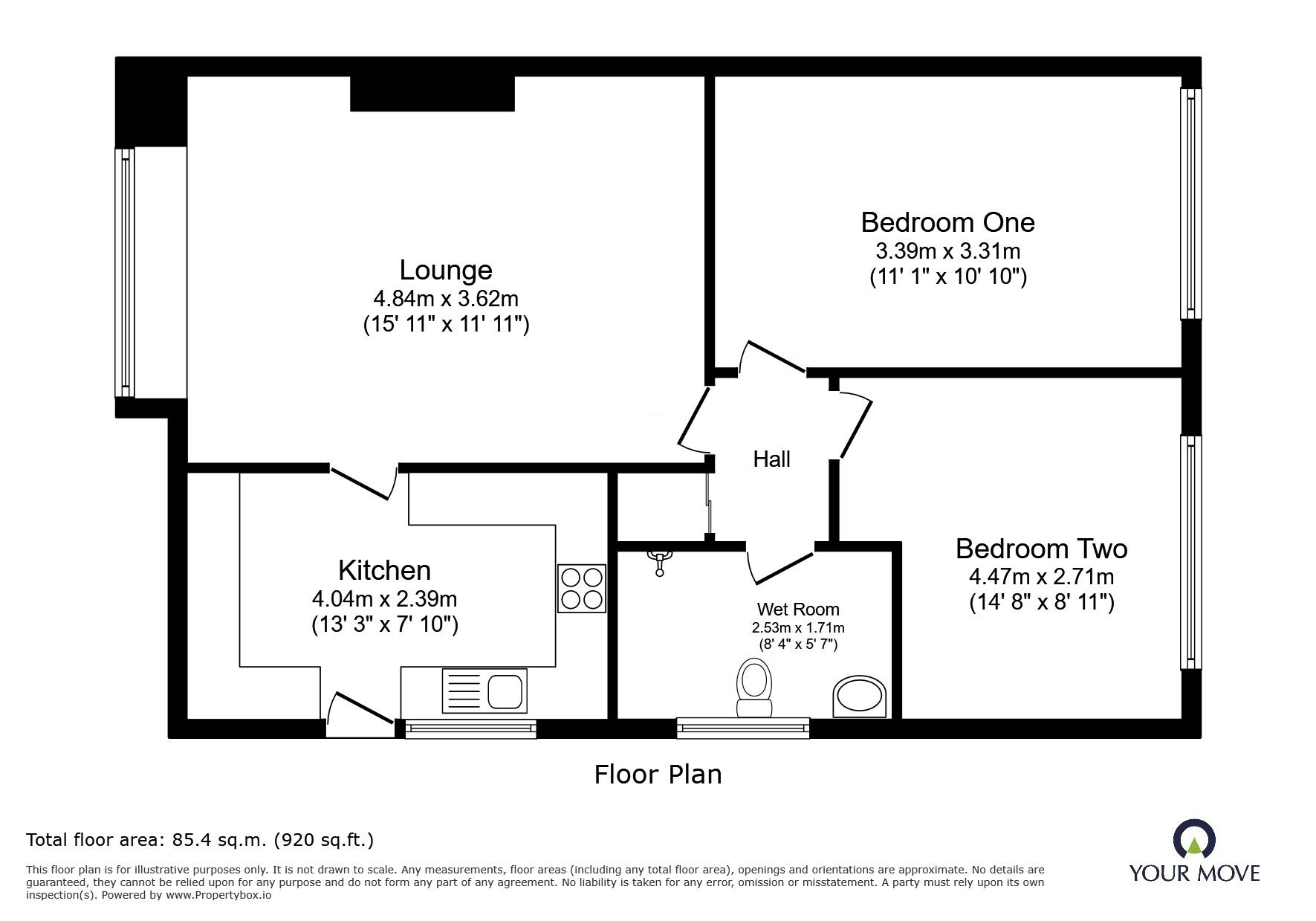 Floorplan of 2 bedroom Semi Detached Bungalow to rent, Allison Avenue, Swadlincote, Derbyshire, DE11
