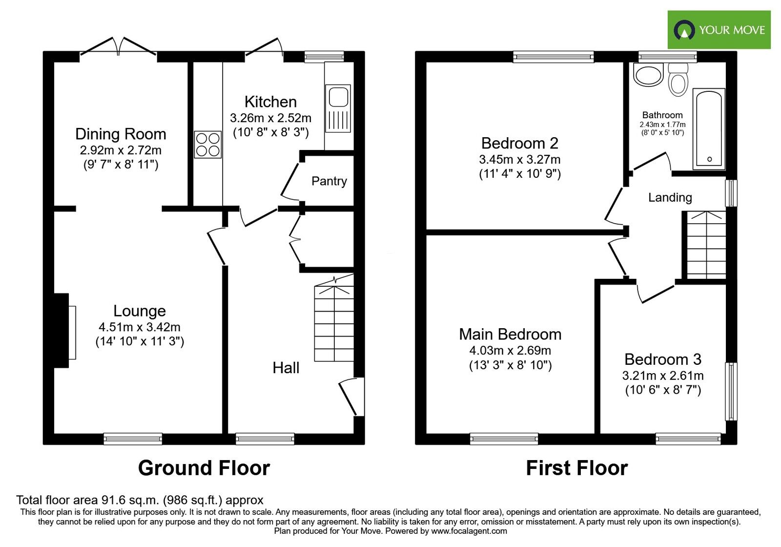 Floorplan of 3 bedroom Semi Detached House for sale, Thornewill Drive, Stretton, Staffordshire, DE13