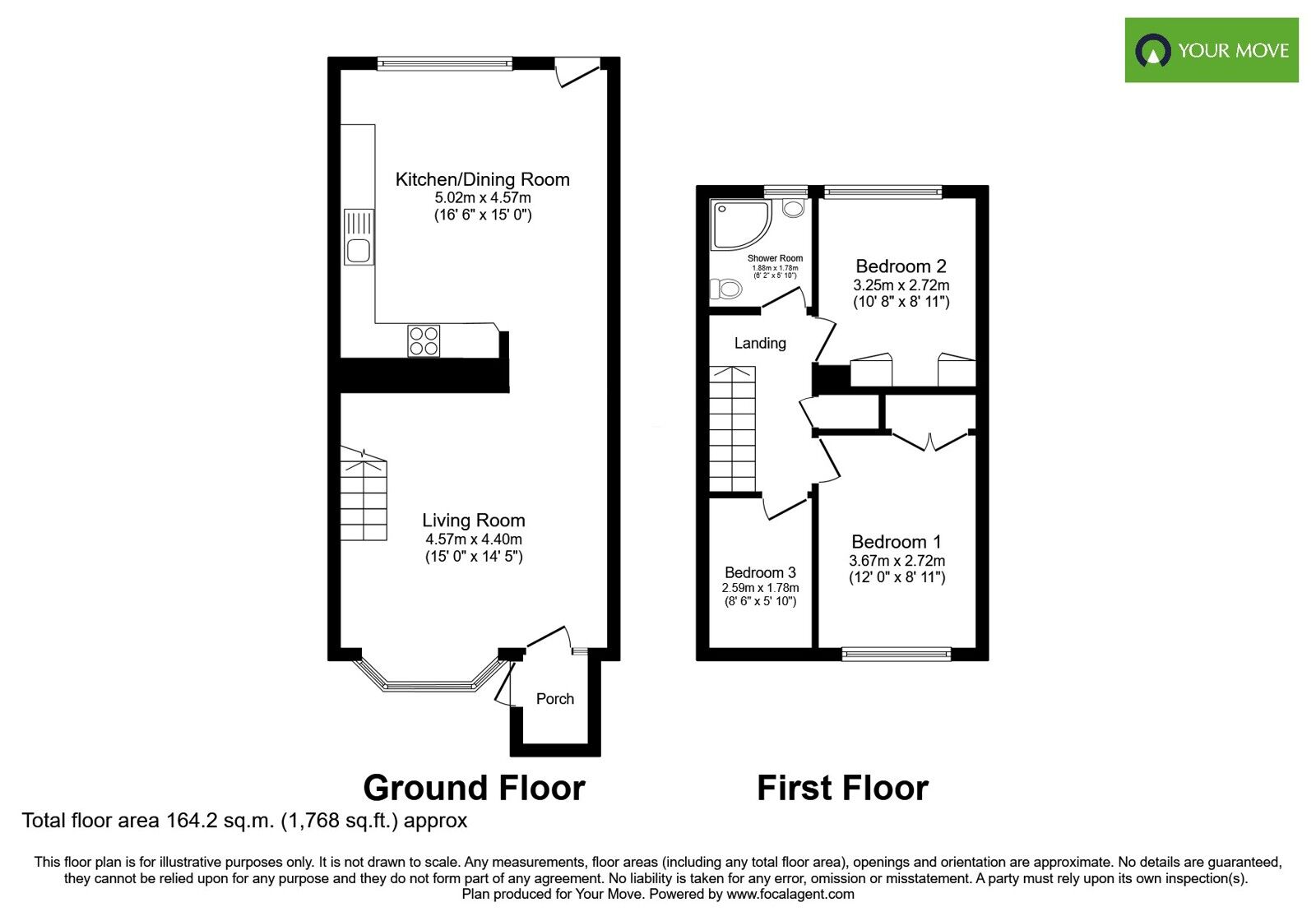 Floorplan of 3 bedroom End Terrace House for sale, Priorylands, Stretton, Staffordshire, DE13