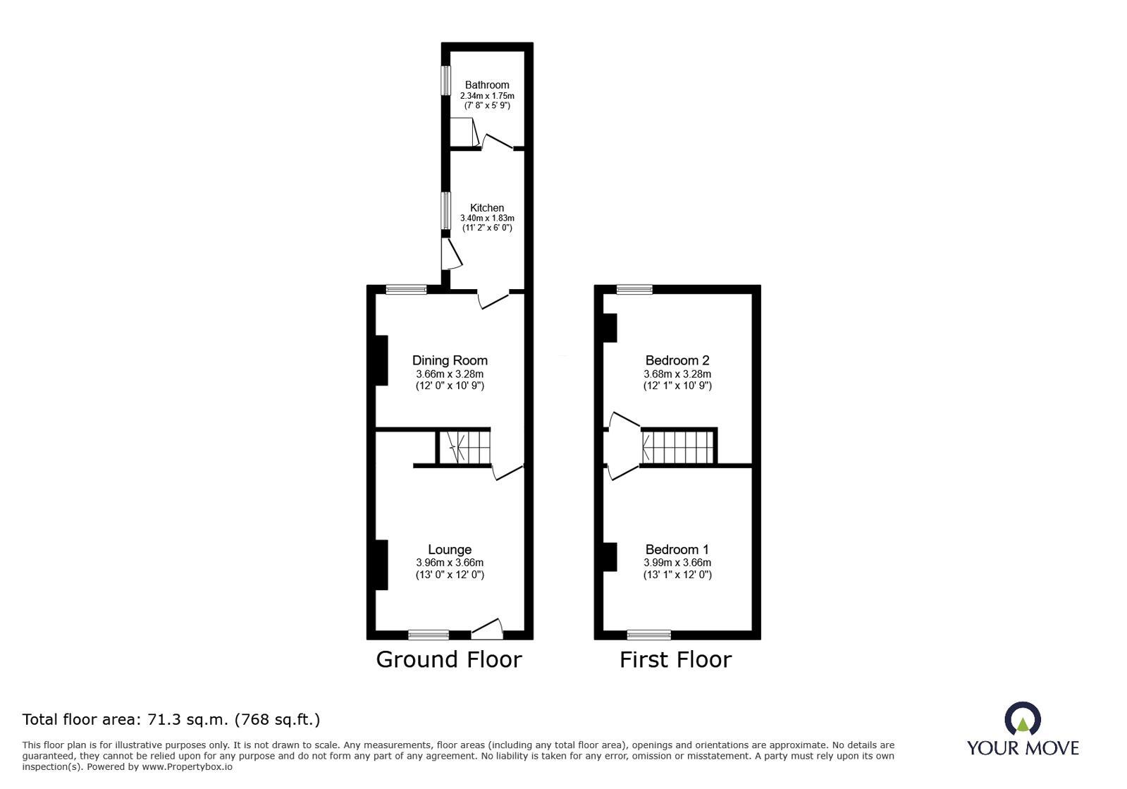 Floorplan of 2 bedroom End Terrace House for sale, Woods Lane, Burton-on-Trent, Staffordshire, DE15