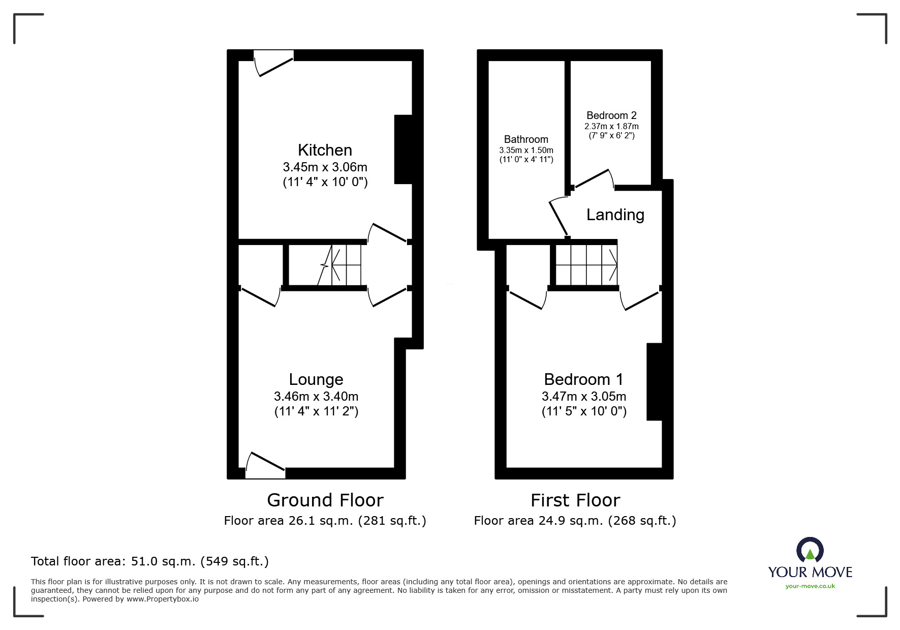 Floorplan of 2 bedroom End Terrace House to rent, Charles Street, Church Gresley, Derbyshire, DE11