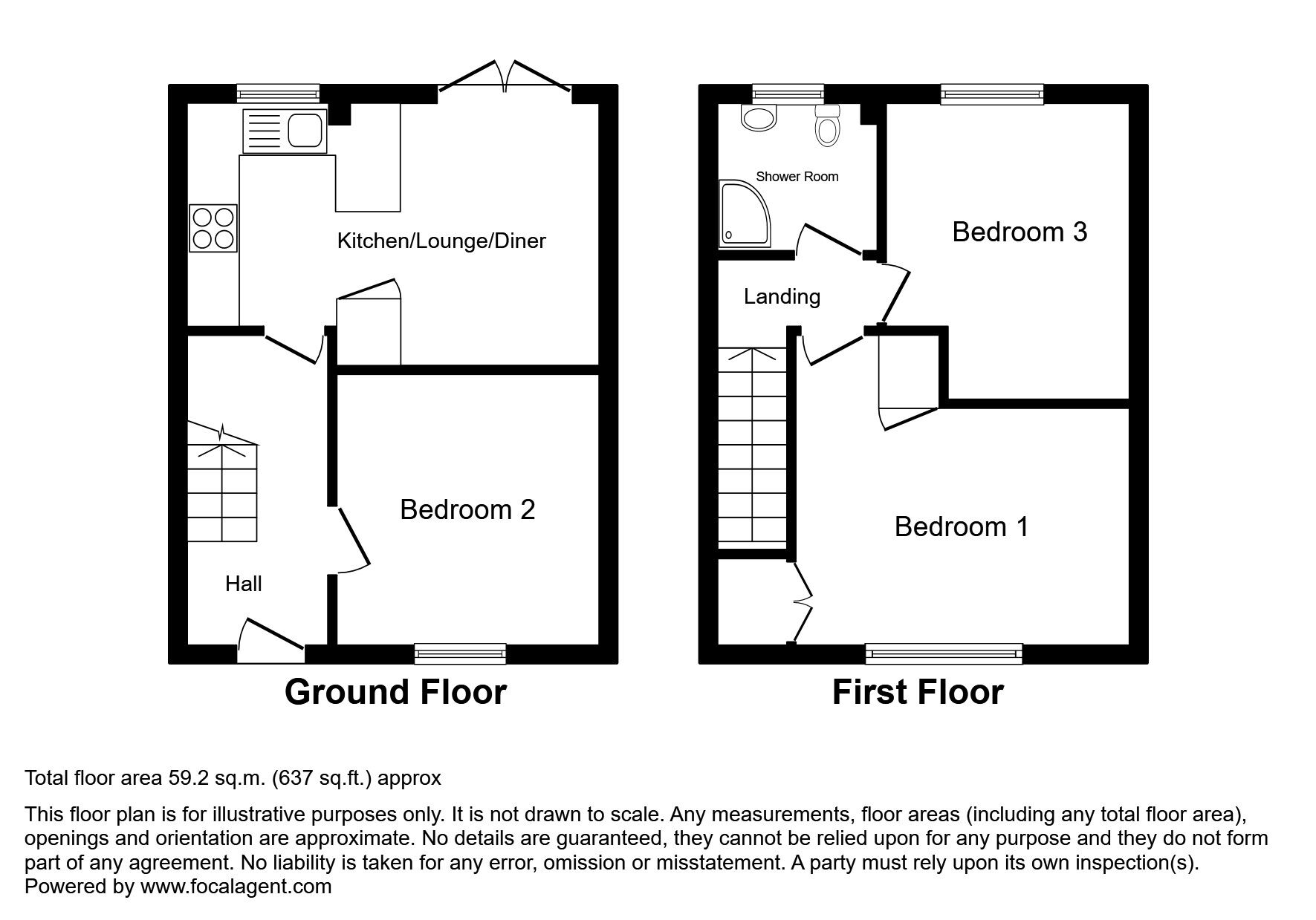 Floorplan of 3 bedroom End Terrace House to rent, Bishops Way, Canterbury, Kent, CT2