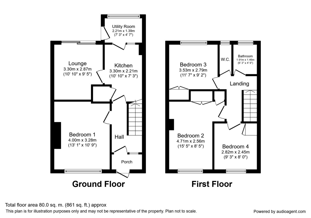 Floorplan of 4 bedroom Mid Terrace House to rent, Bramshaw Road, Canterbury, Kent, CT2