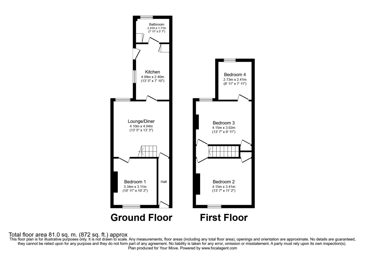 Floorplan of 3 bedroom Mid Terrace House to rent, Riverdale Road, Canterbury, Kent, CT1