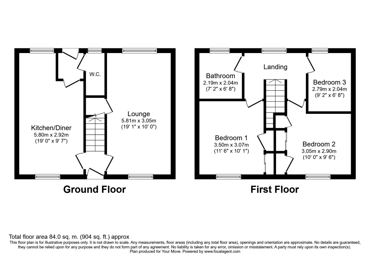Floorplan of 3 bedroom Mid Terrace House to rent, Roscrow Drive, Camborne, TR14