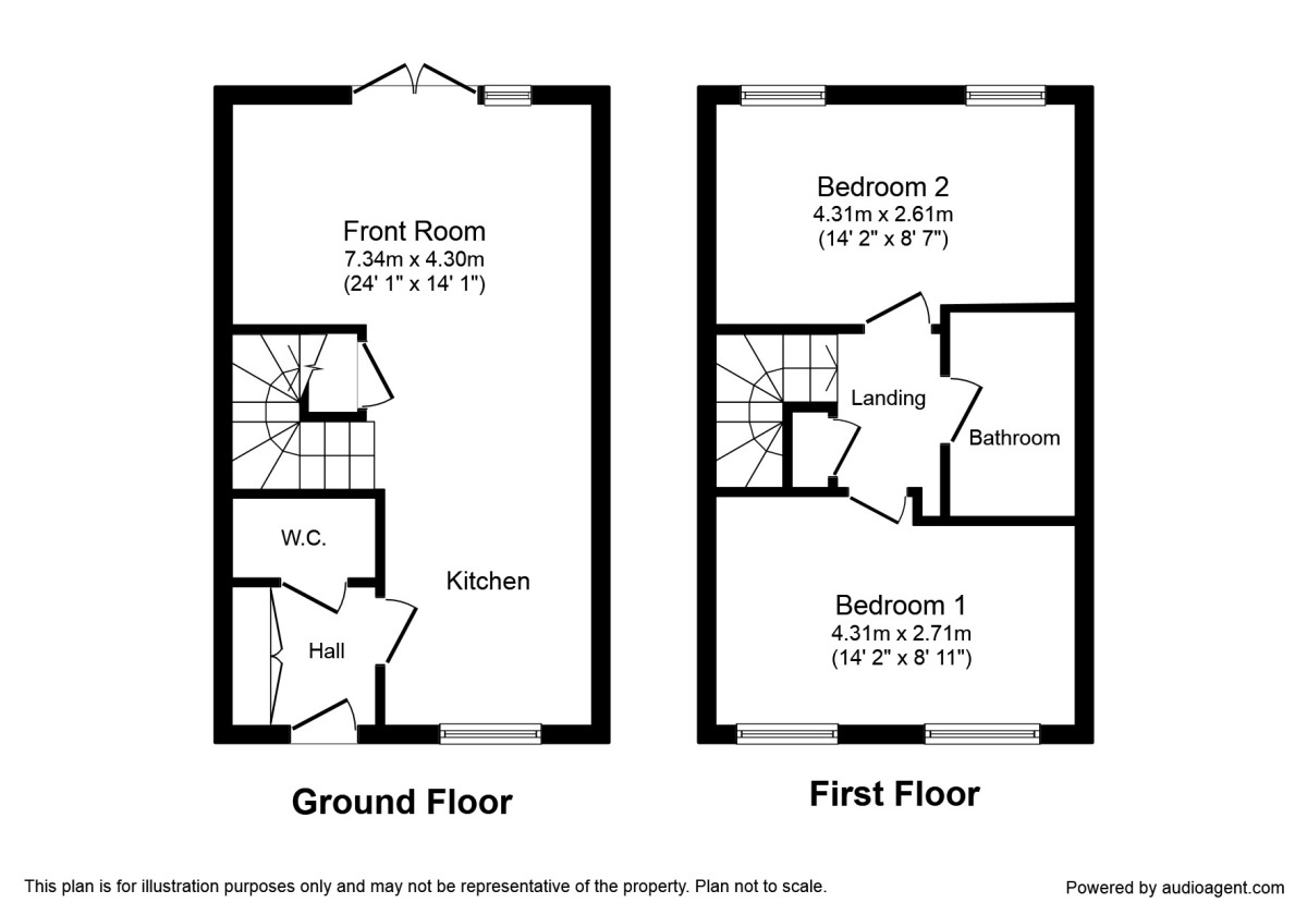Floorplan of 2 bedroom End Terrace House to rent, Jan Luke Way, Camborne, Cornwall, TR14