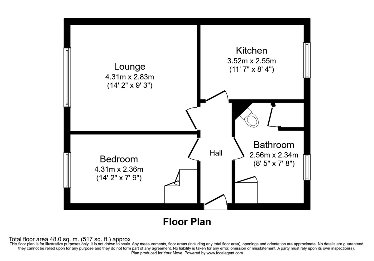 Floorplan of 1 bedroom Flat to rent, Sea View Terrace, Camborne, Cornwall, TR14