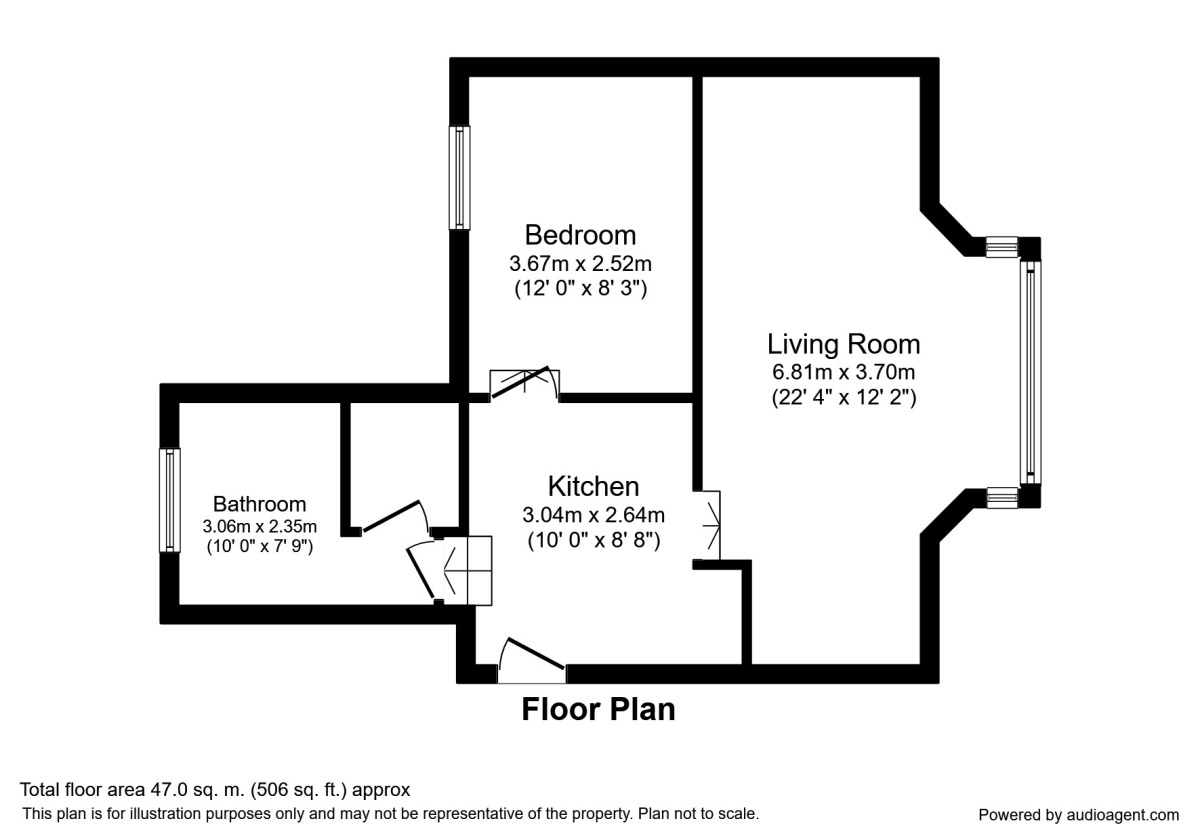 Floorplan of 1 bedroom Flat to rent, Sea View Terrace, Camborne, Cornwall, TR14