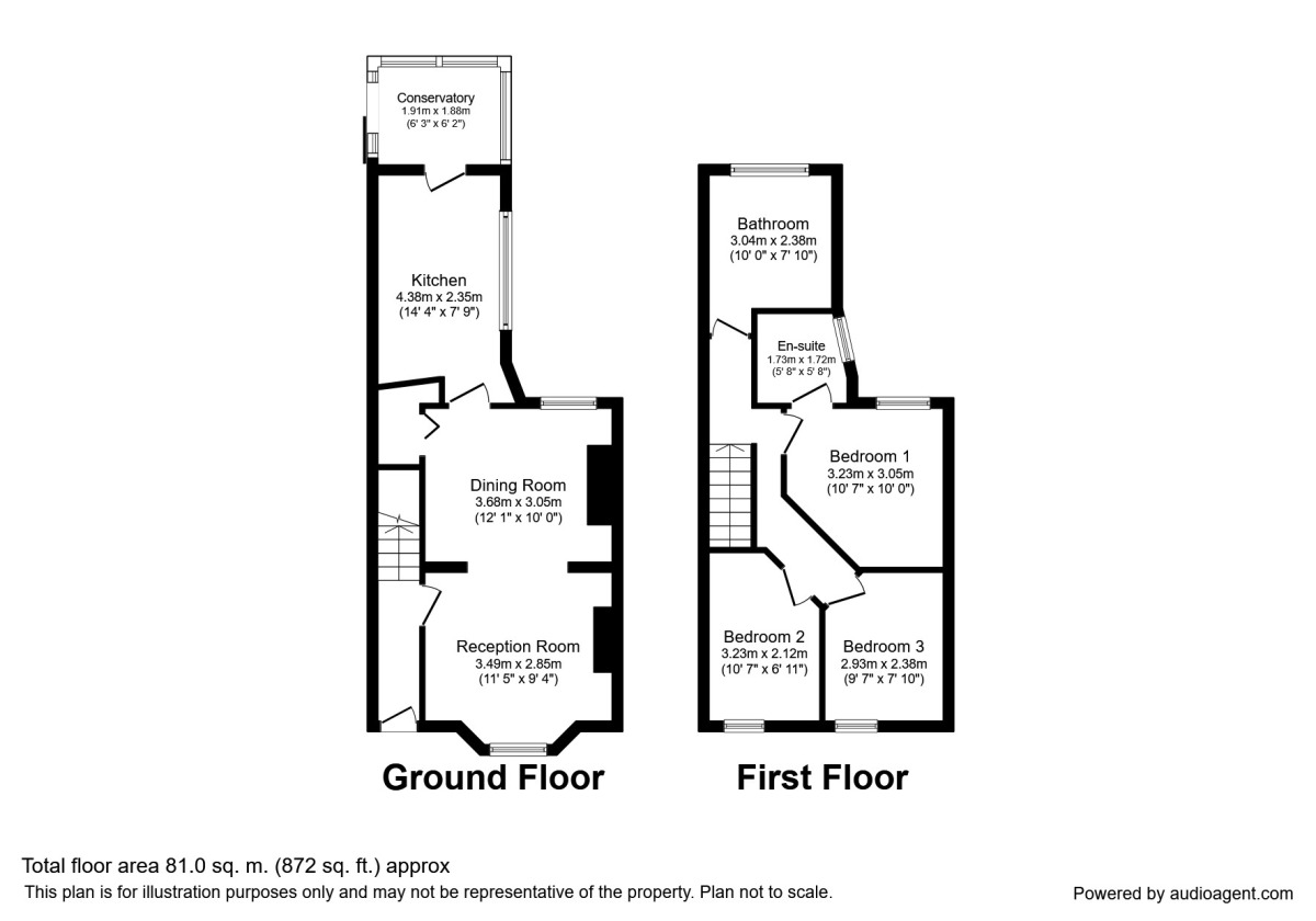 Floorplan of 3 bedroom Mid Terrace House to rent, Fore Street, Beacon, Cornwall, TR14