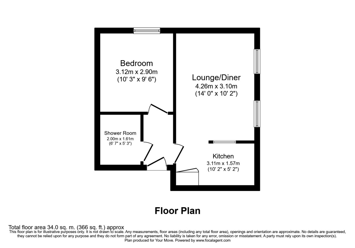 Floorplan of 1 bedroom Flat to rent, High Street, Penzance, Cornwall, TR18