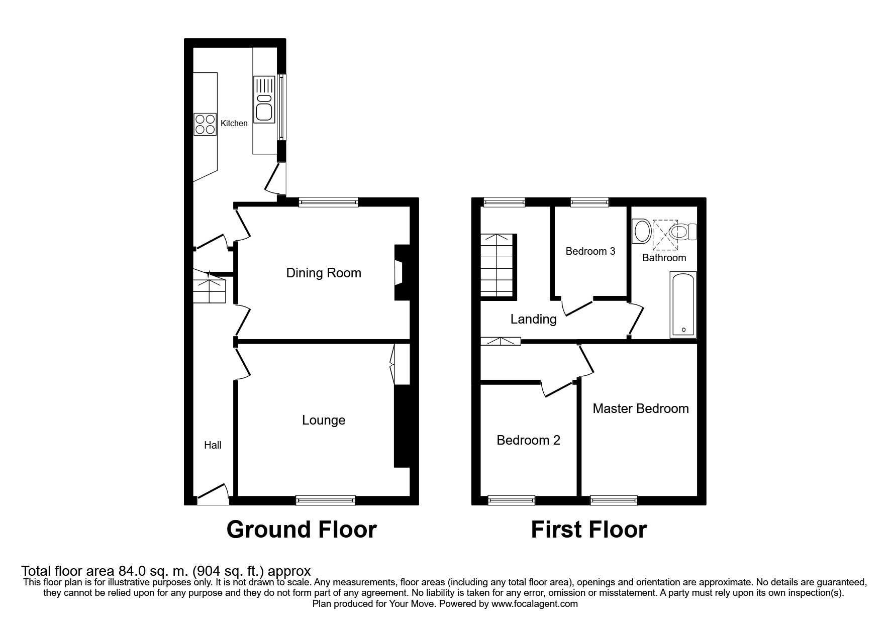 Floorplan of 3 bedroom Mid Terrace House for sale, Moor Street, Camborne, Cornwall, TR14