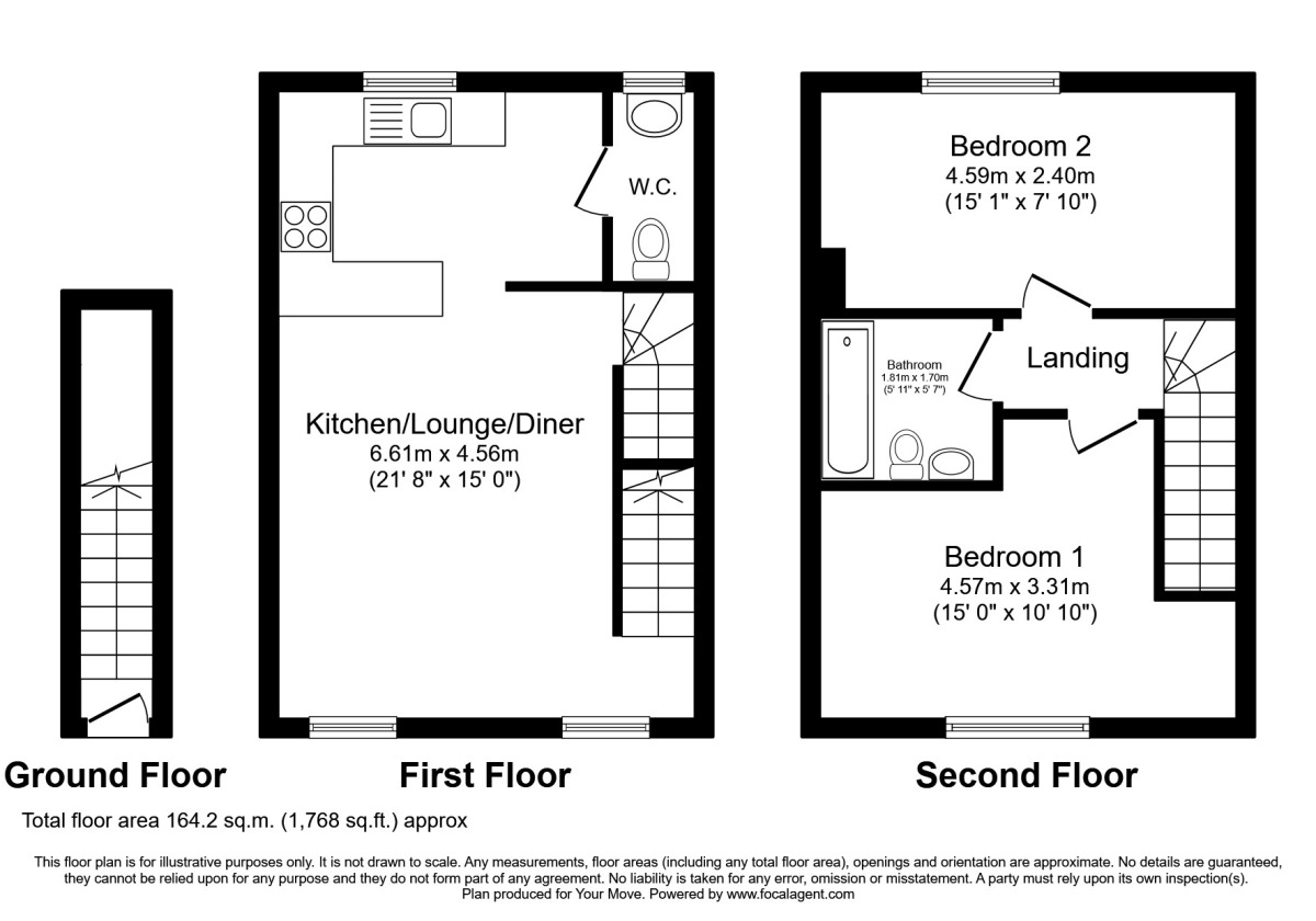 Floorplan of 2 bedroom House to rent, Treruffe Terrace, Redruth, TR15