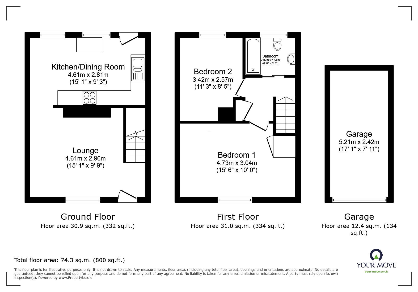 Floorplan of 2 bedroom Semi Detached House for sale, Trenance Road, Camborne, Cornwall, TR14