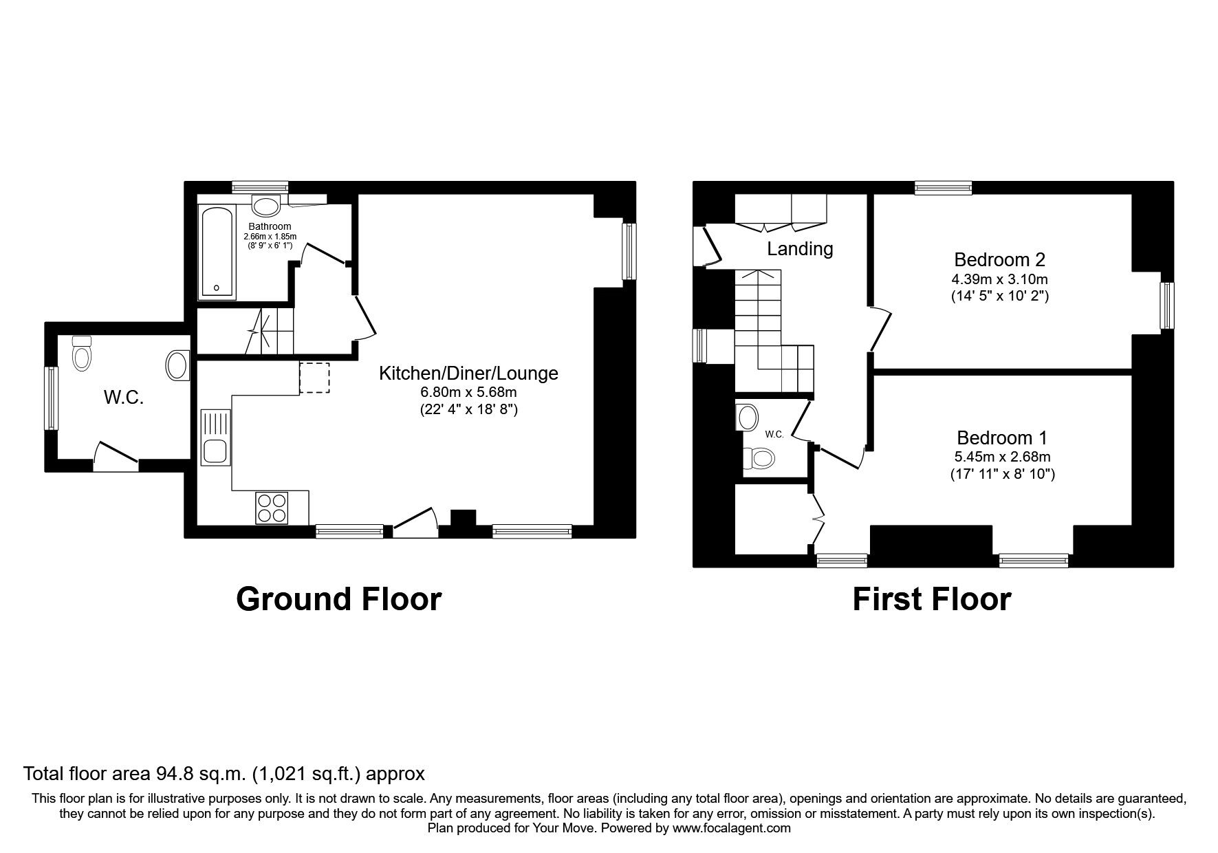 Floorplan of 2 bedroom Detached Property to rent, Wall Road, Gwinear, Cornwall, TR27