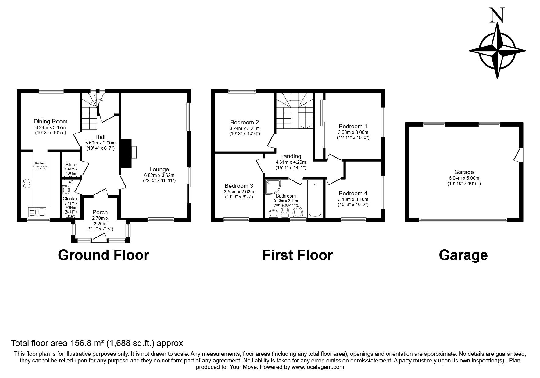 Floorplan of 4 bedroom Detached House for sale, Higher Pengegon, Pengegon, Cornwall, TR14