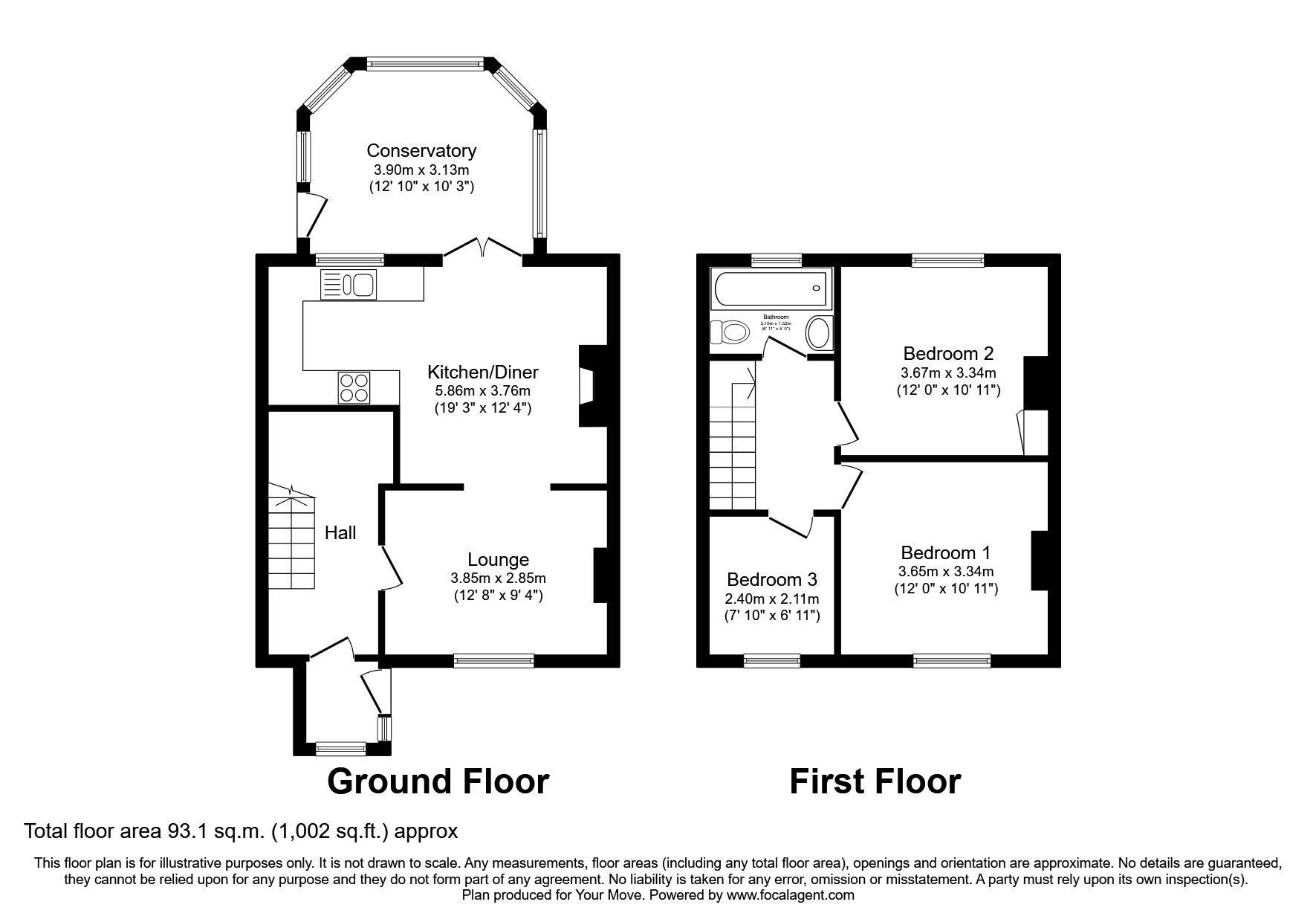 Floorplan of 3 bedroom Mid Terrace House to rent, Threemilestone, Truro, Cornwall, TR3