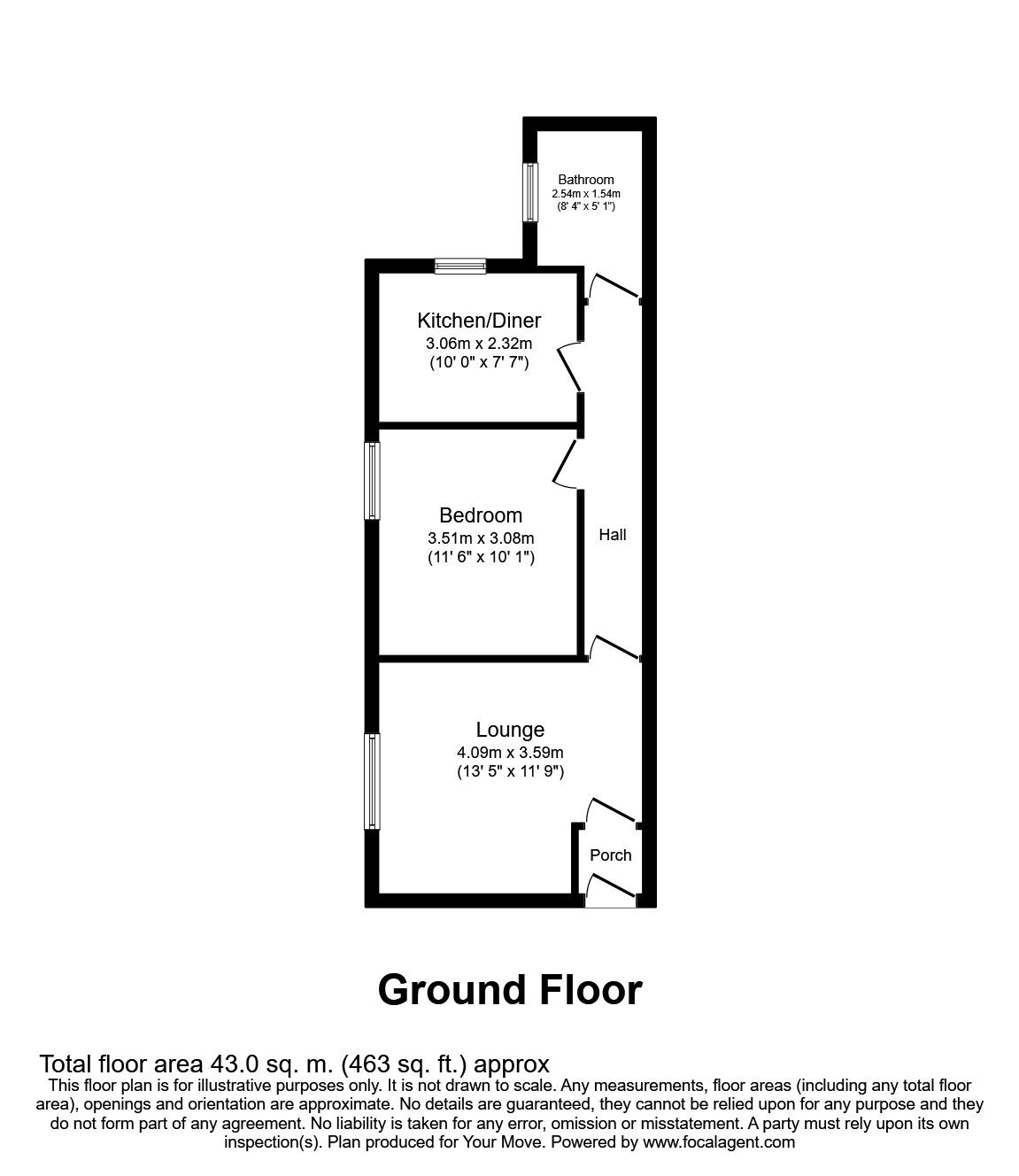 Floorplan of 1 bedroom  Flat to rent, Three Burrows, Blackwater, Cornwall, TR4