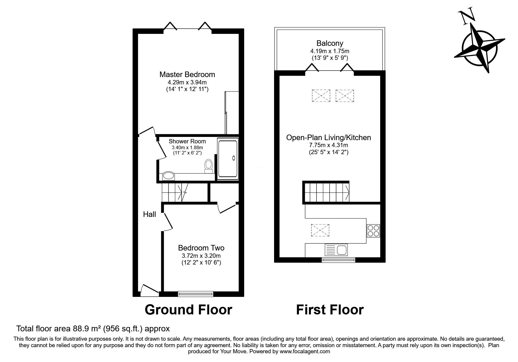 Floorplan of 2 bedroom End Terrace House to rent, Chynance, Portreath, Cornwall, TR16
