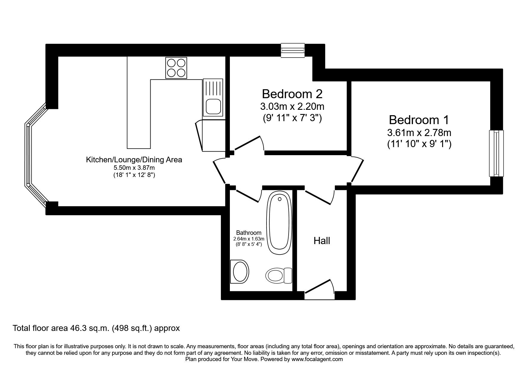 Floorplan of 2 bedroom  Flat to rent, Trevu Road, Camborne, Cornwall, TR14