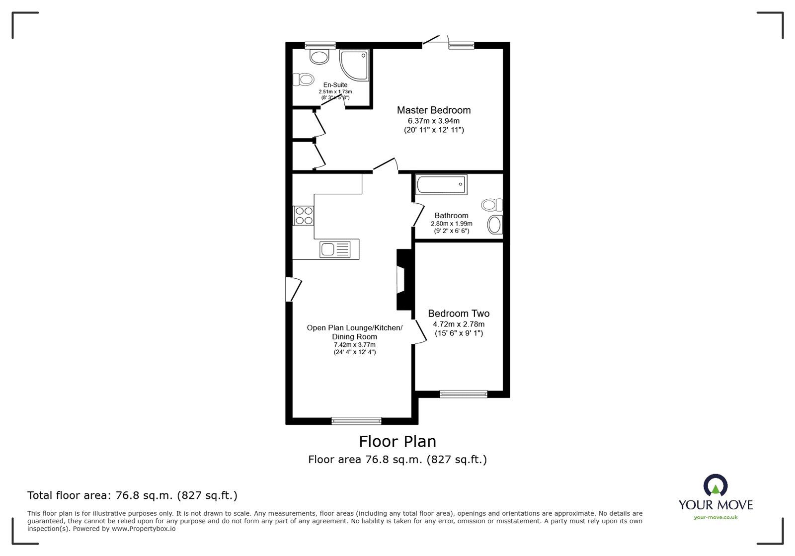 Floorplan of 2 bedroom  Flat for sale, New Road, Troon, Cornwall, TR14